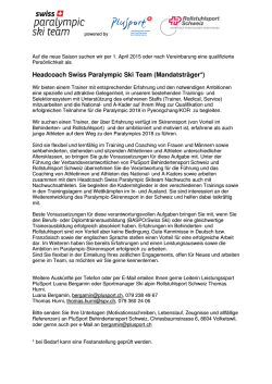 Headcoach Swiss Paralympic Ski Team (Mandatstr&auml;ger*) - Swiss-Ski