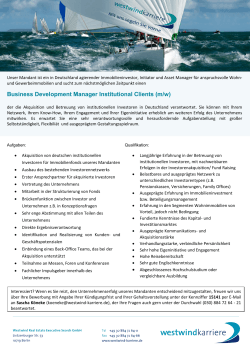 Business Development Manager Institutional Clients