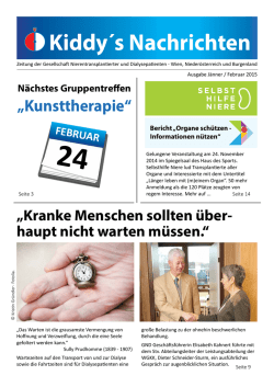 J&auml;nner/Februar 2015 - Gesellschaft Nierentransplantierter und