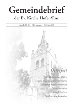 Ostern 2015 - Evangelische Kirchengemeinde Höfen an der Enz