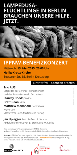 ippnw-benefizkonzert lampedusa- fl&uuml;chtlinge in berlin brauchen