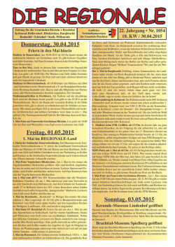Sonntag, 03.05.2015 Donnerstag, 30.04.2015