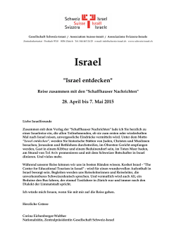 Prospekt GSI Reise Israel 2015 deutsch - Gesellschaft Schweiz