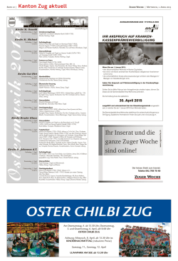 Ihr Inserat und die ganze Zuger Woche sind online!