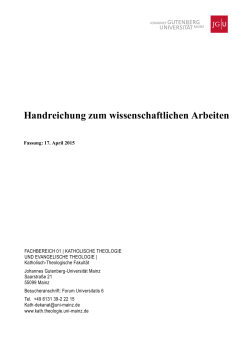 Wissenschaftliches Arbeiten: Eine Handreichung für alle Studierenden