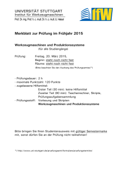 Merkblatt zur Prüfung im Frühjahr 2015