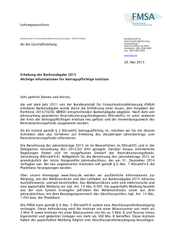 Schreiben vom 20. Mai 2015