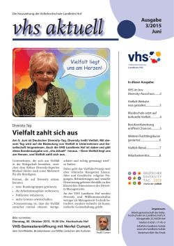 Ausgabe 3/2015 - Volkshochschule im Landkreis Hof