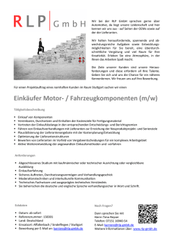 Eink&auml;ufer Motor-‐ / Fahrzeugkomponenten (m/w)