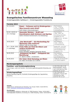 Veranstaltungen im Evangelischen Familienzentrum Wesseling