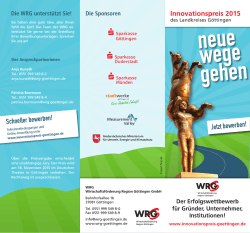 Jetzt bewerben! - Innovationspreis 2015 des Landkreises Göttingen
