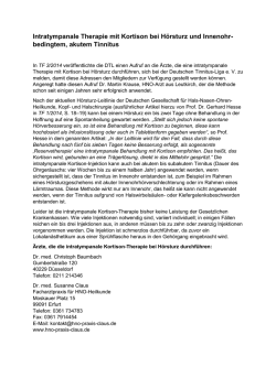 Intratympanale Therapie mit Kortison bei H&ouml;rsturz