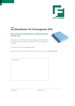 Fax-Bestelltalon für Praxisagenda 2016