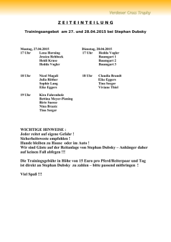 Verdener Cross Trophy ZEITEINTEILUNG WICHTIGE HINWEISE