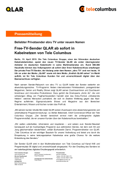 Free-TV-Sender QLAR ab sofort in Kabelnetzen von Tele Columbus
