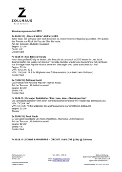 Programm Zollhausverein Leer für Juni 2015