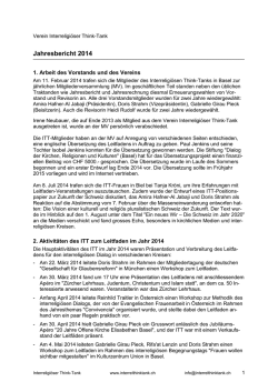 Jahresbericht 2014 - Interreligi&ouml;ser Think-Tank