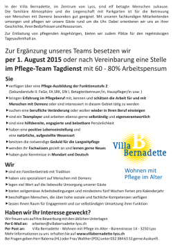 im Tagdienst Pflege Funktionsstufe 2 oder 3, 60