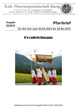 Pfarrbrief - Katholische Pfarreiengemeinschaft Sinzig