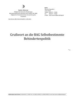 Gru&szlig;wort an die BAG Selbstbestimmte