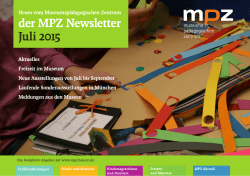 der MPZ Newsletter Juni 2015