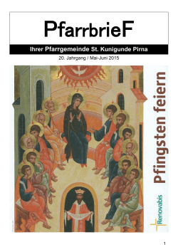 Pfarrbrief Mai/Juni 2015 - Katholische Gemeinde St. Kunigunde Pirna