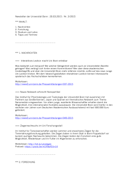 Newsletter der Universität Bonn : 20.03.2015 : Nr. 3/2015
