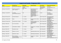 Jugend und Familie - Programm 2015
