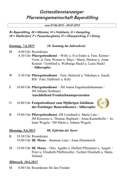 Hl. Messe - Pfarreiengemeinschaft Bayerdilling