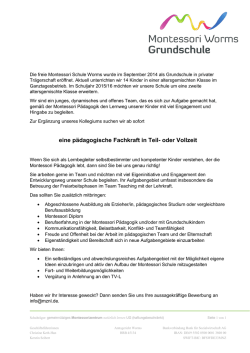 eine p&auml;dagogische Fachkraft in Teil- oder Vollzeit