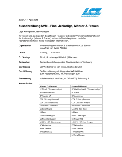 Ausschreibung SVM - Final Juniorliga, Männer & Frauen