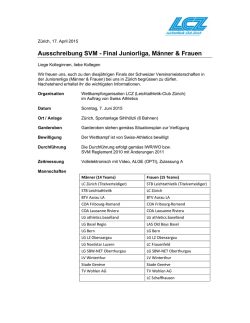 Ausschreibung SVM - Final Juniorliga, Männer & Frauen