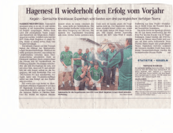 Hagenest II wiederholt ,den Erfolg vom Vorjahr Kegeln