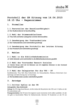 Protokoll der SR Sitzung vom 14.04.2015 18.15 Uhr