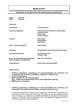 Protokoll Planungsausschuss vom 28. Mai 2015