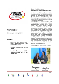 Newsletter Onlineausgabe Nr. 2 / Januar 2015 - Lahn-Dill