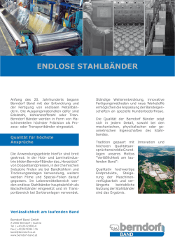 ENDLOSE STAHLBÄNDER - Berndorf Band GmbH & Co.