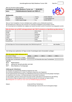 Anmeldung zum Rally Obedience Turnier am: 19.04.2015 beim
