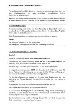 Anmeldeverfahren Düsseldörfchen 2015 Die Anmeldung erfolgt in 2