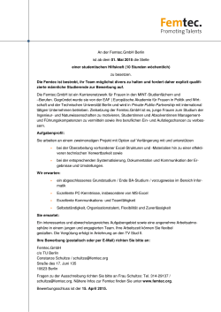 Ausschreibung studentische Hilfskraft_Femtec.GmbH