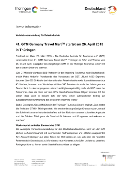 41. GTM Germany Travel MartTM startet am 26. April 2015 in