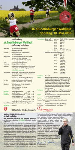 36. Quedlinburger Waldlauf Sonntag, 10. Mai 2015