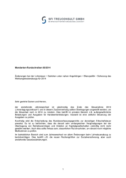 1 Mandanten-Rundschreiben 08/2014 Änderungen bei der