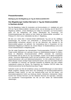 Presseinformation Das Magdeburger Institut ifak beim 4. Tag der