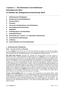 impressum &ndash; die Schweizer Journalistinnen Jahresbericht 2014 zu