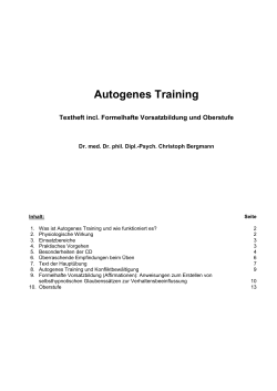 Autogenes Training - Dr. Dr. Christoph Bergmann