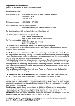 Allgemeine Bestellkonditionen SPANNUNGEN: Musik im RWE