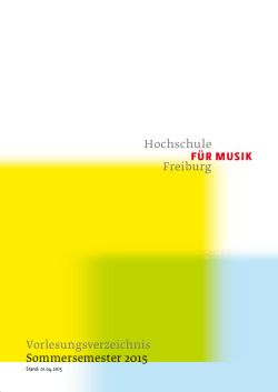 Vorlesungsverzeichnis Sommersemester 2015 MUSIK FÜR