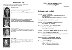 Gottesdienste im Mai - KG Schöndorf und KGV Großobringen