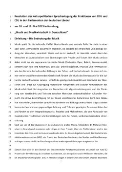 Resolution der kulturpolitischen Sprechertagung - CDU